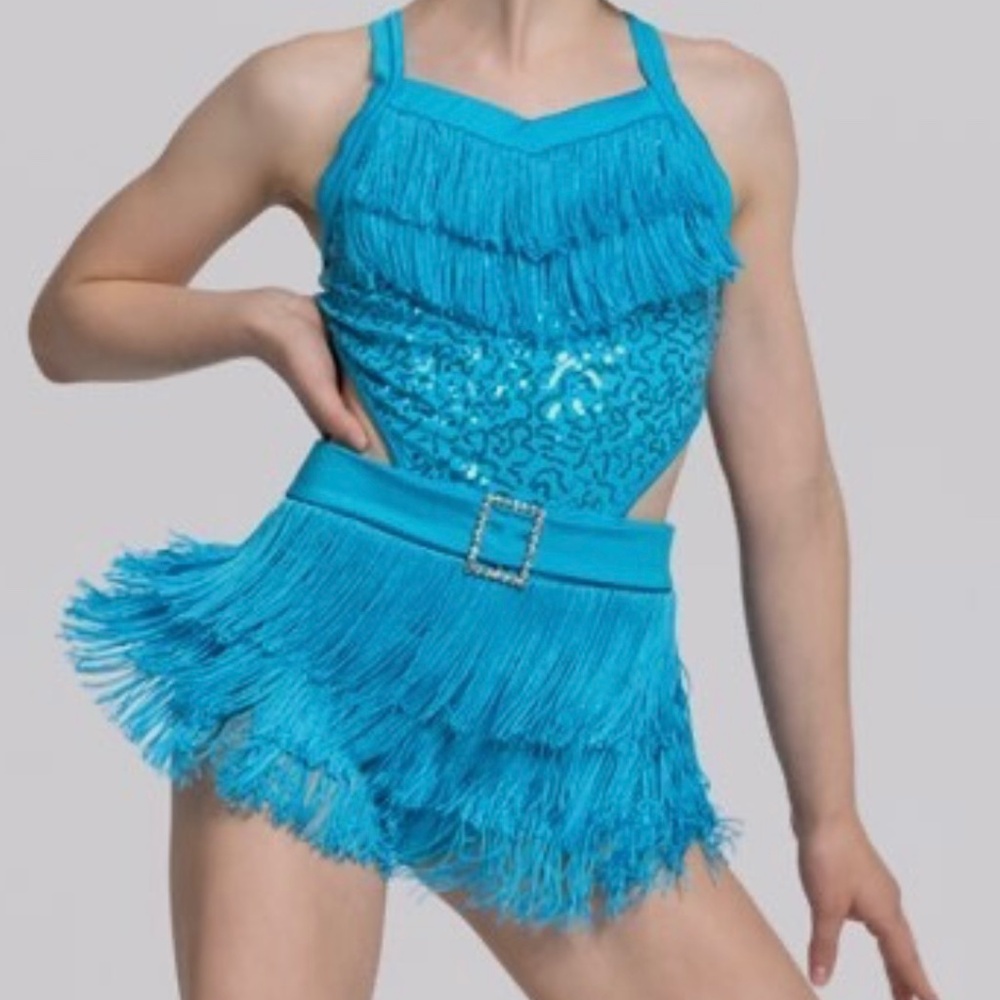 Weissman Blue Fringe Dance Costume